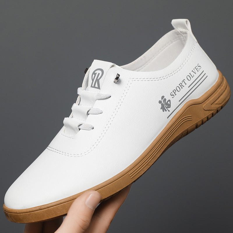 Herrskor med snörning, casual, läder, mode, helt matchande