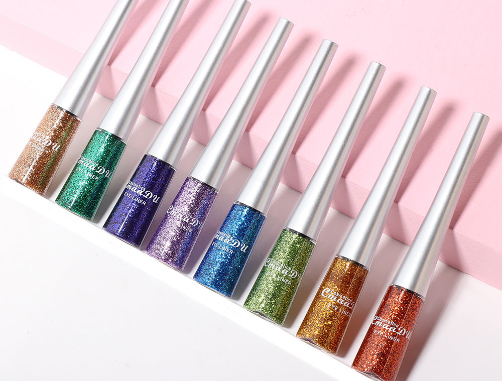 Moderiktigt kreativt glitterpulver flytande eyeliner-set