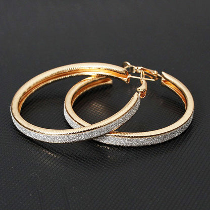 Enkla, frostade örhängen med stora cirklar för kvinnor