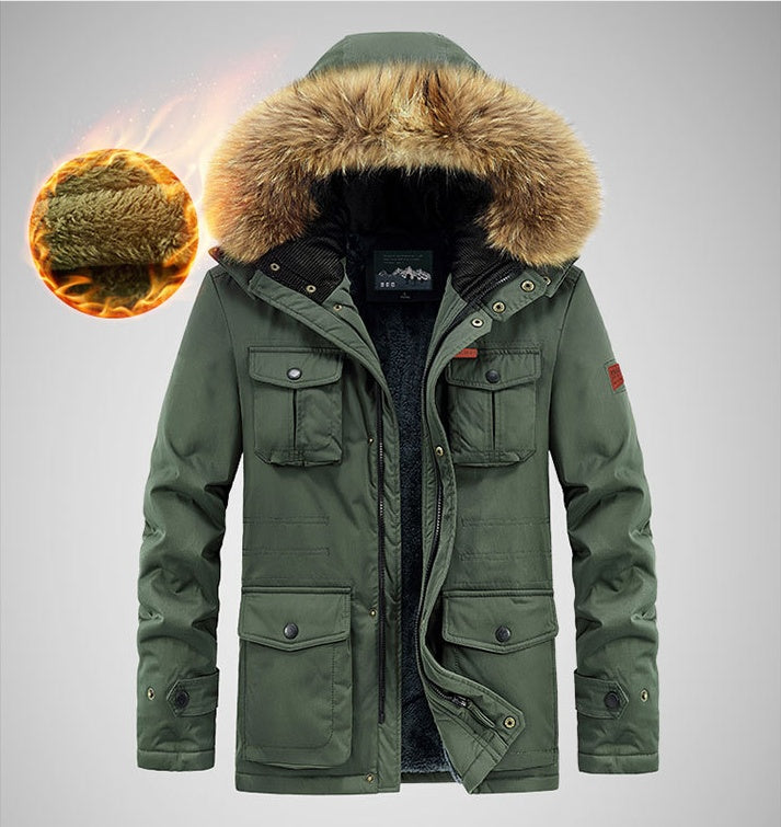 Löst vadderat jacka i plusstorlek med flera fickor