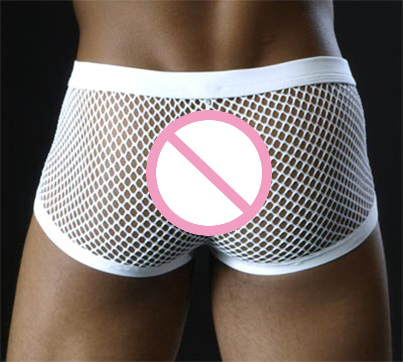 Svarta Vita Sexiga Herr Boxershorts Transparenta Mesh Genomskinliga Erotiska Kalsonger Låg Höjd Herr Sexunderkläder Lingerie Trunk