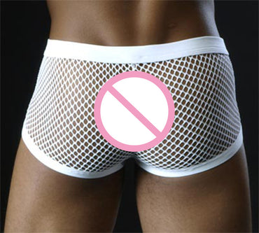 Svarta Vita Sexiga Herr Boxershorts Transparenta Mesh Genomskinliga Erotiska Kalsonger Låg Höjd Herr Sexunderkläder Lingerie Trunk