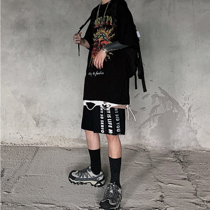 Populär logotyp mörkt tryck kortärmad T-shirt casual casual T-shirt herr