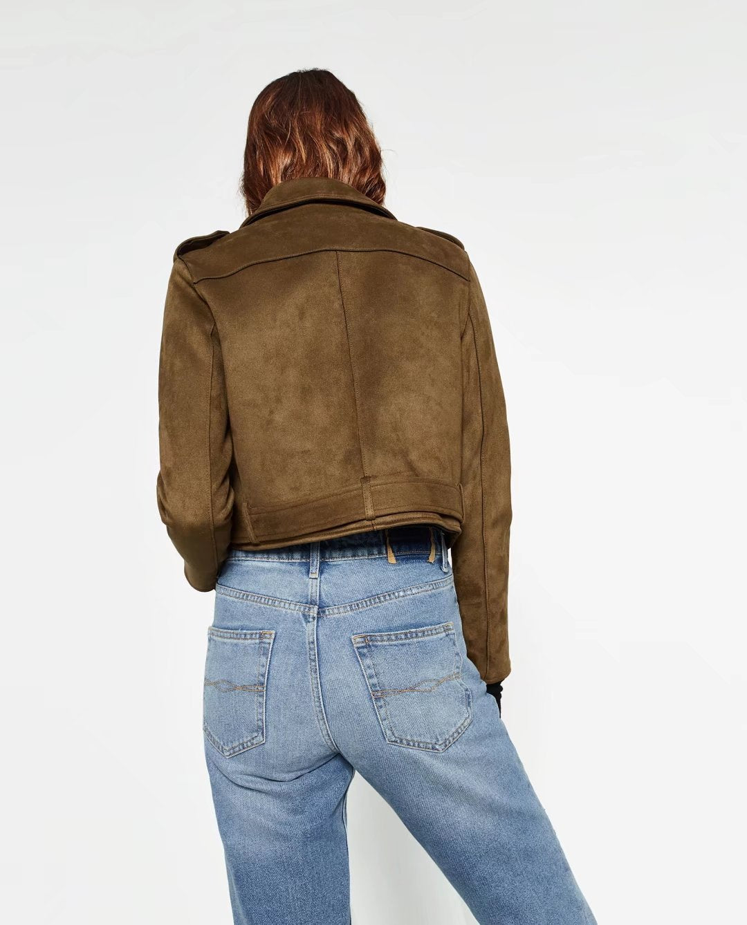 Motorcykelläderjacka med dragkedja och slag