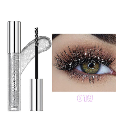 Violett Glitter Lash Mascara Diamond Mascara Tjock Glansig Ögonfransböjning Förlängning Makeup Vattentät Snabbtorkande Paljetter Ögon Svart