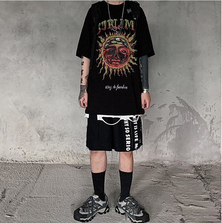 Populär logotyp mörkt tryck kortärmad T-shirt casual casual T-shirt herr