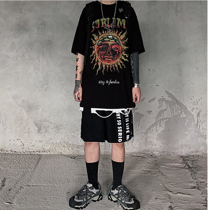 Populär logotyp mörkt tryck kortärmad T-shirt casual casual T-shirt herr