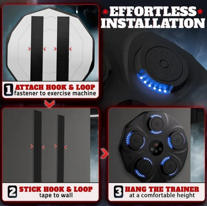 Musikboxningsmaskin för vuxna, hållbar väggmonterad Bluetooth-musikstansmaskin med 9