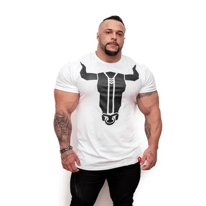 Muskulös Man Fitness Kortärmad Stretch Rund Hals Fitness T-shirt Het Stil