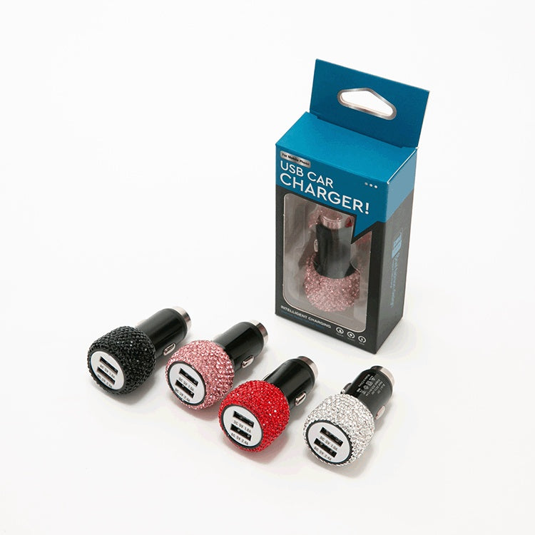 2.4A Dubbelportsbilladdare med diamantinfälld dubbel USB-billaddare för resebil