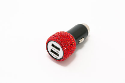 2.4A Dubbelportsbilladdare med diamantinfälld dubbel USB-billaddare för resebil