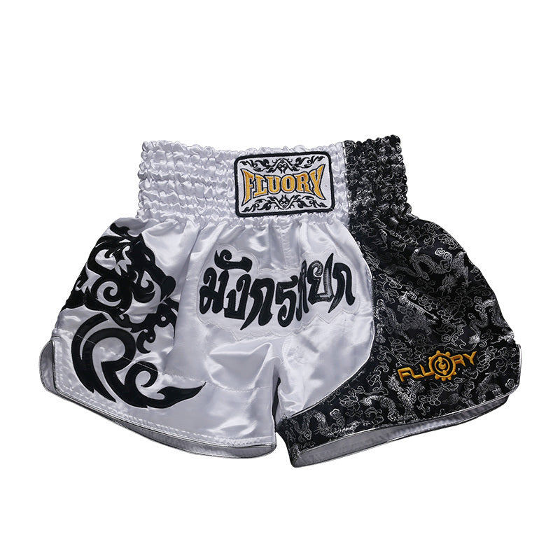 Muay Thai Shorts Herr Professionell Tävling Träning Sanda Boxningsdräkt Dam Fighting Fighting Shorts