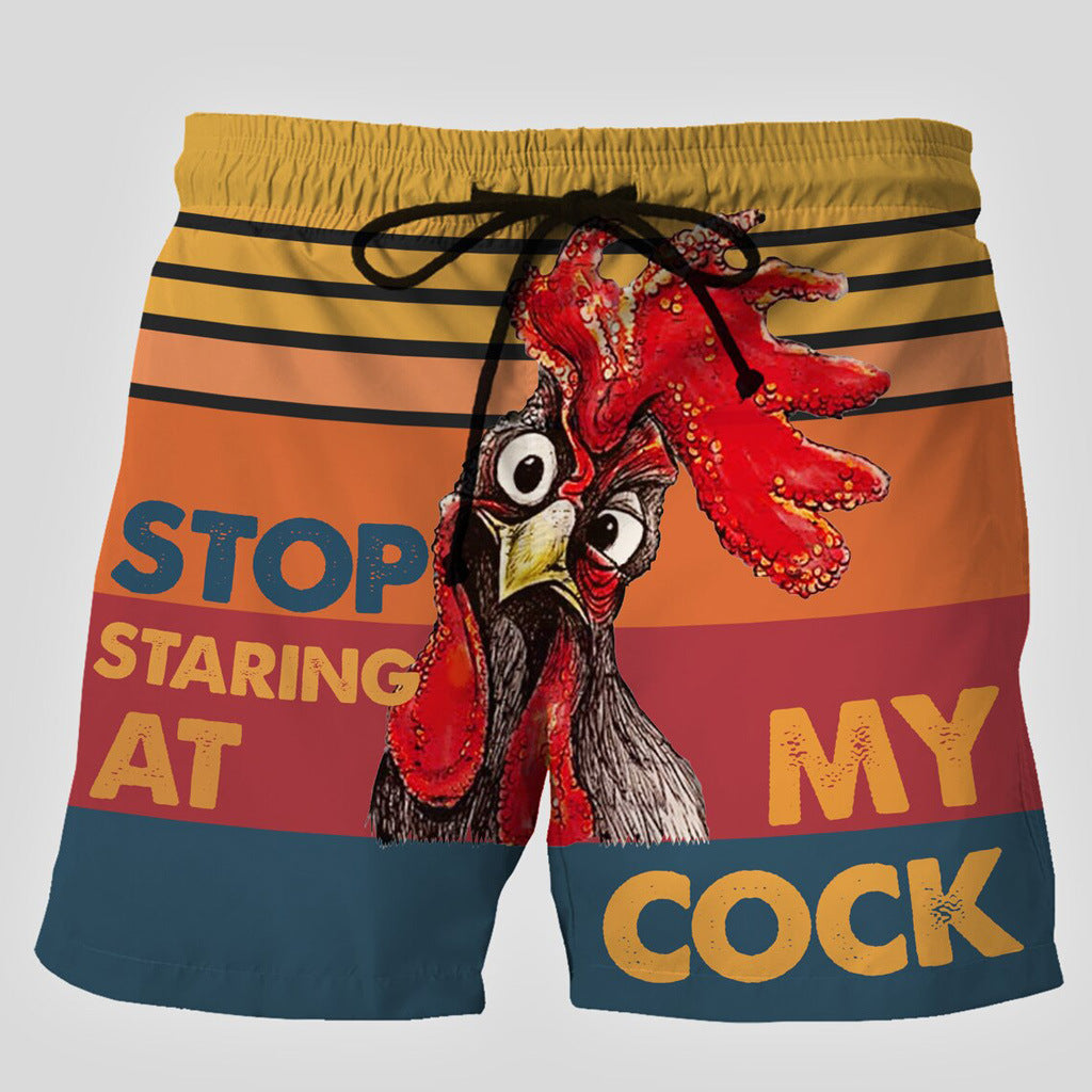 Herrbyxor med tryck och elastisk midja