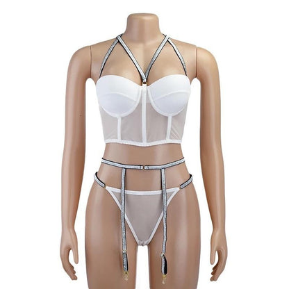 Trepunkts strumpebandshållare med underkläder