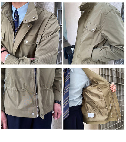 Stand Collar Finrutig Jacka Något Vid Fashion Man