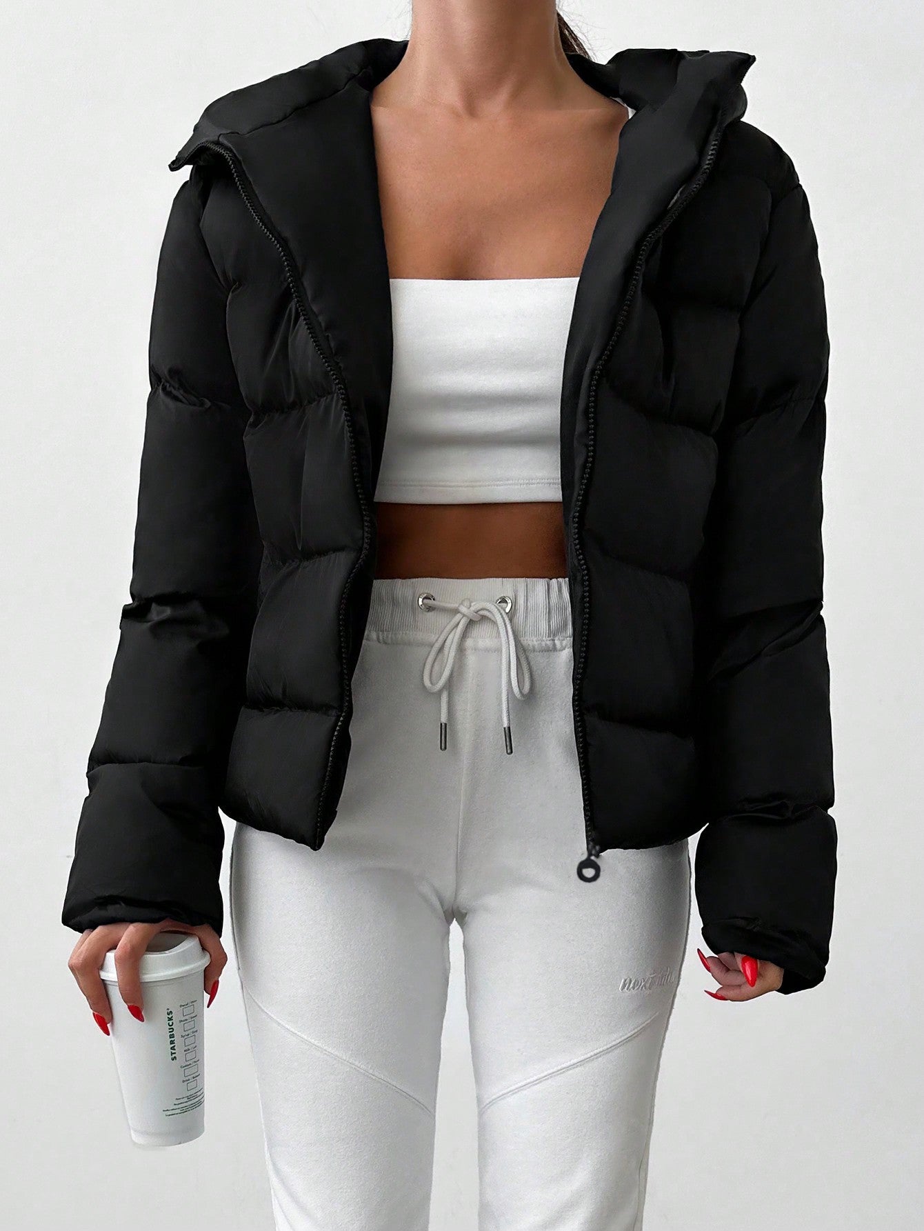 Damjacka med dragkedja och enfärgad casual