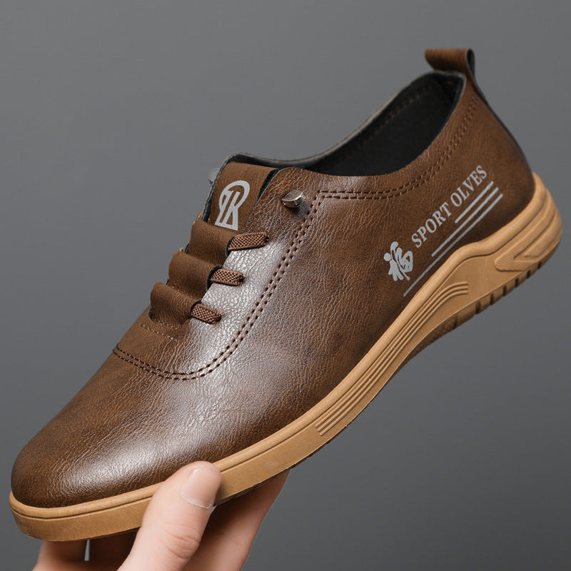 Herrskor med snörning, casual, läder, mode, helt matchande