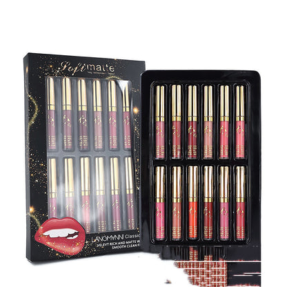 12-färgers matt läppglansset matt och långvarig