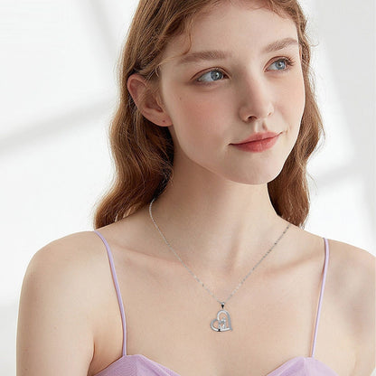 Mor och dotter ornamenthalsband kvinna med hjärtan nyckelbenskedja