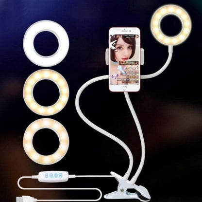 LED Selfie-ringlampa för live, justerbar sminklampa - 8 cm stativ