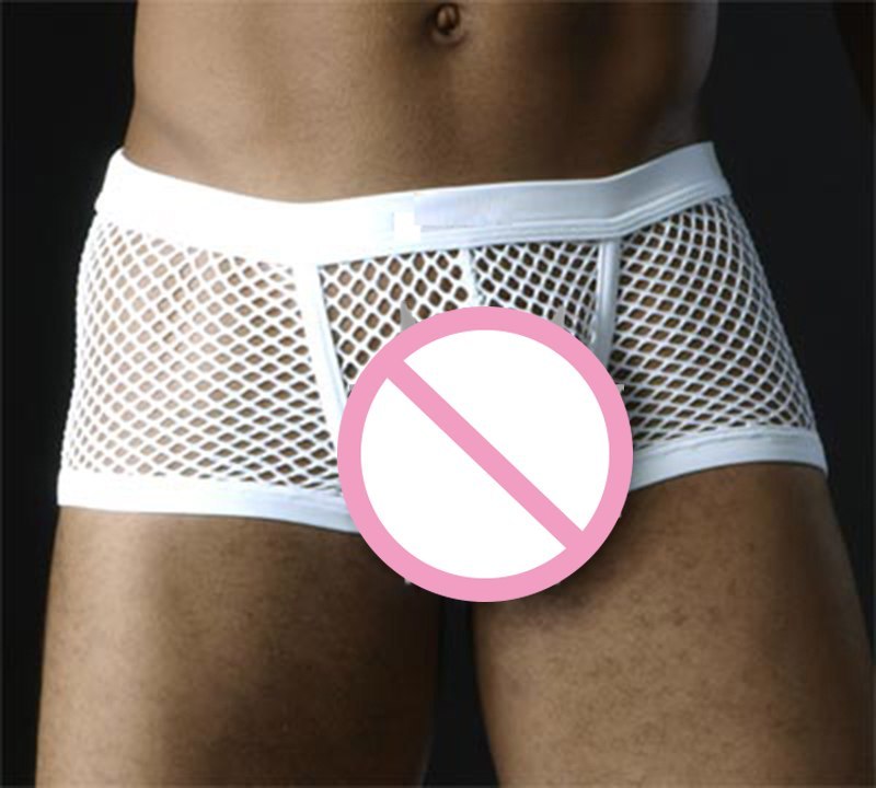 Svarta Vita Sexiga Herr Boxershorts Transparenta Mesh Genomskinliga Erotiska Kalsonger Låg Höjd Herr Sexunderkläder Lingerie Trunk
