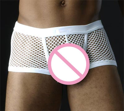 Svarta Vita Sexiga Herr Boxershorts Transparenta Mesh Genomskinliga Erotiska Kalsonger Låg Höjd Herr Sexunderkläder Lingerie Trunk