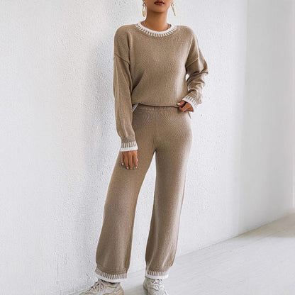 Damvävd kostym Casual Pullover Raka Vida Byxor