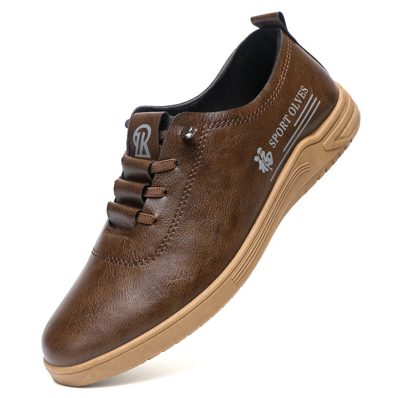 Herrskor med snörning, casual, läder, mode, helt matchande