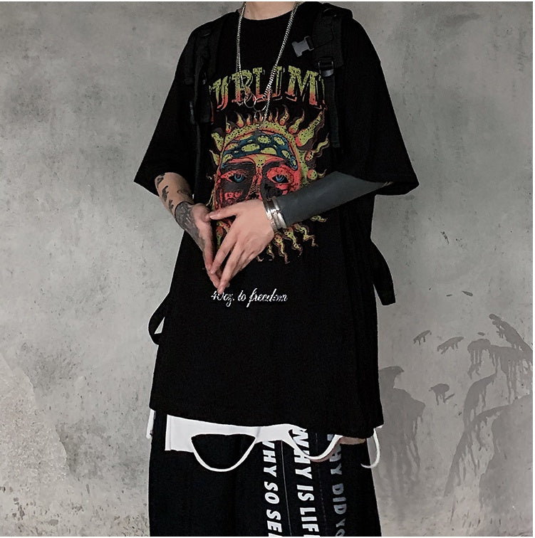 Populär logotyp mörkt tryck kortärmad T-shirt casual casual T-shirt herr