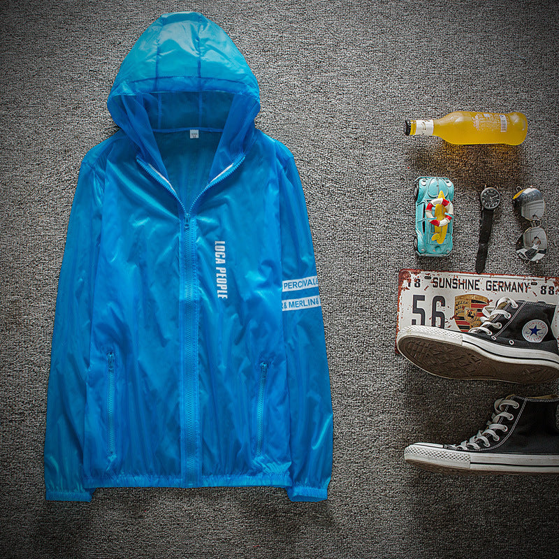 Solskyddande kläder för utomhusbruk, vindjacka för män