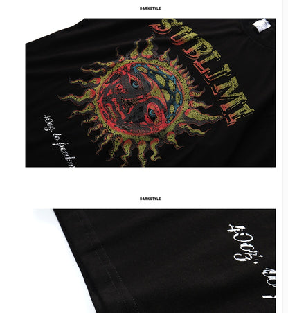 Populär logotyp mörkt tryck kortärmad T-shirt casual casual T-shirt herr