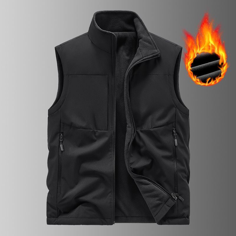 Väst Man Vinter Fleecefodrad Flerficksväst Medelålders Far