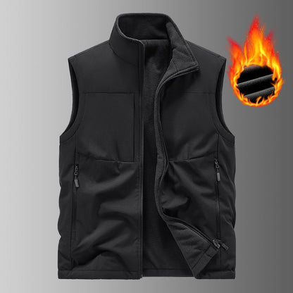 Väst Man Vinter Fleecefodrad Flerficksväst Medelålders Far