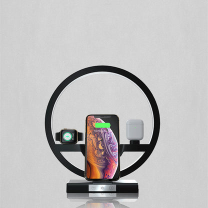 3-i-1 trådlös laddare lämplig för mobiltelefonklocka headset bordslampa laddningsfäste hetsäljande