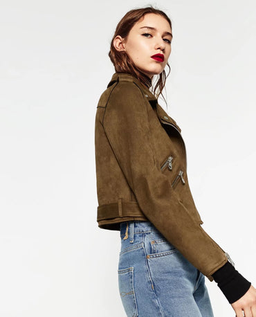 Motorcykelläderjacka med dragkedja och slag