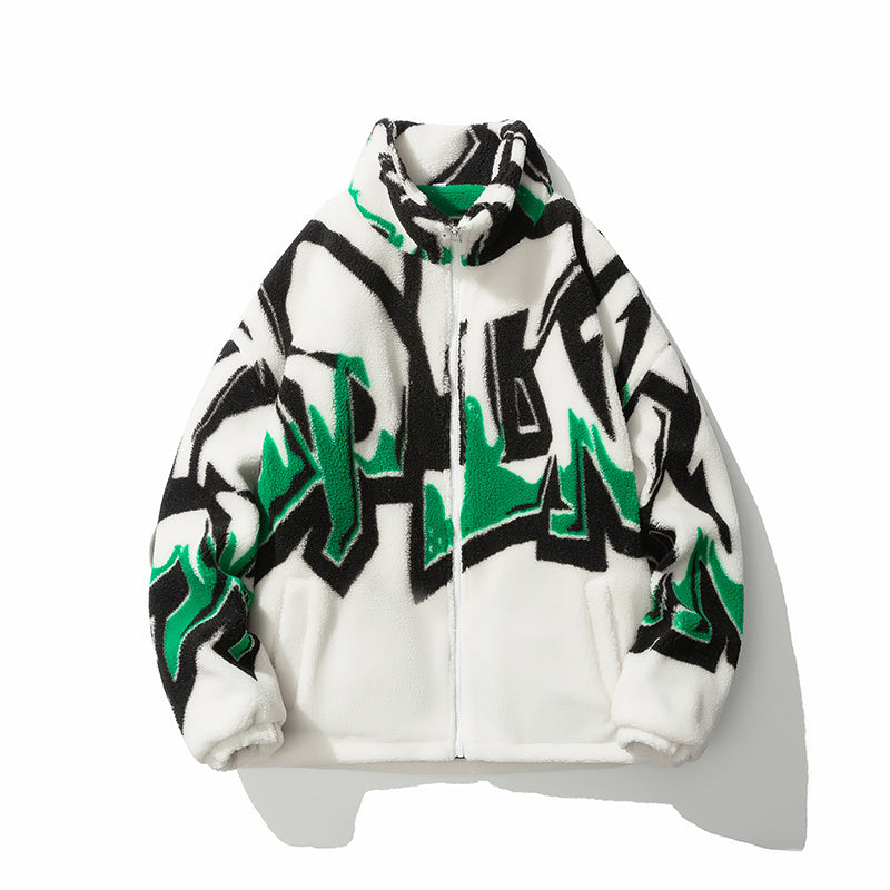 Batikfärgad lammullskappa för män, lösvikt