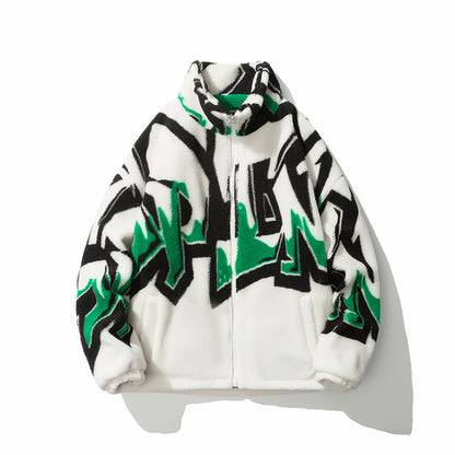 Batikfärgad lammullskappa för män, lösvikt