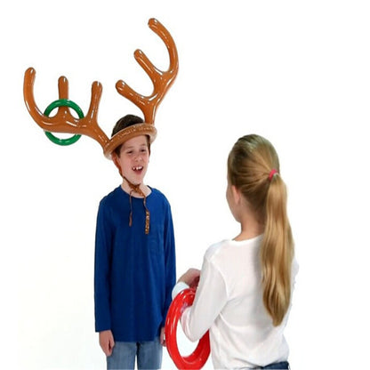 Uppblåsbar renhornshatt med ringkastning, julklapp