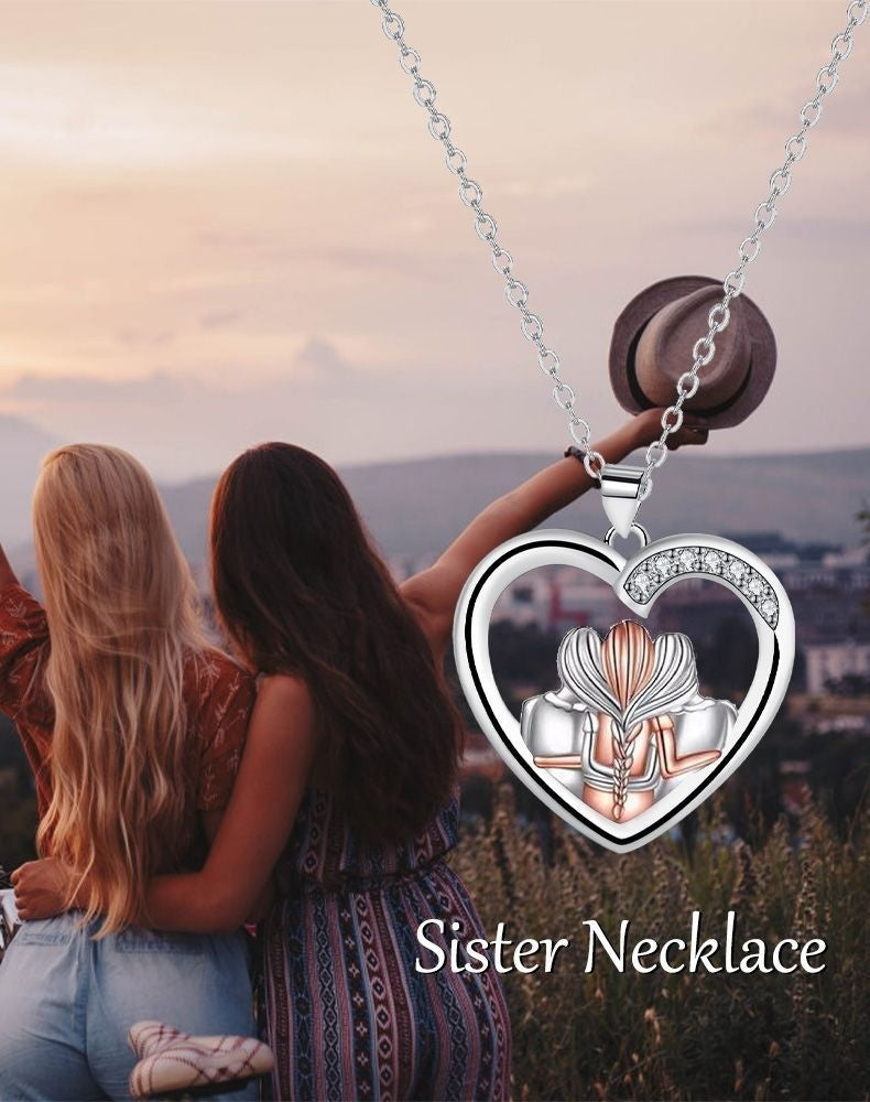 Hjärtformat systrahalsband för kvinnor, europeiska och amerikanska smycken för flickvänner