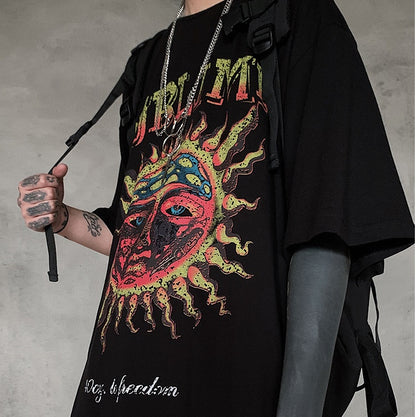 Populär logotyp mörkt tryck kortärmad T-shirt casual casual T-shirt herr