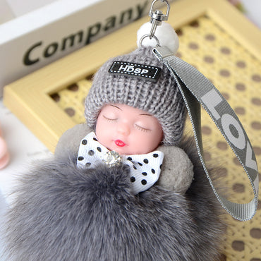 Söt sovande docka plyschdocka nyckelring hänge ryggsäck