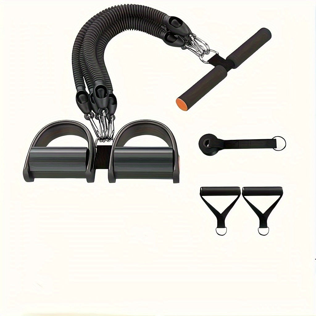 En uppsättning justerbara motståndsband med fotpedaler och handtag, hög motståndsnivå, fallsäkra, lämpliga för fitnessträning, kroppsstretchning och magmuskelövningar.