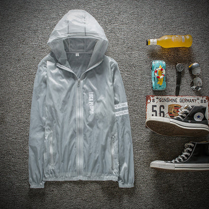 Solskyddande kläder för utomhusbruk, vindjacka för män