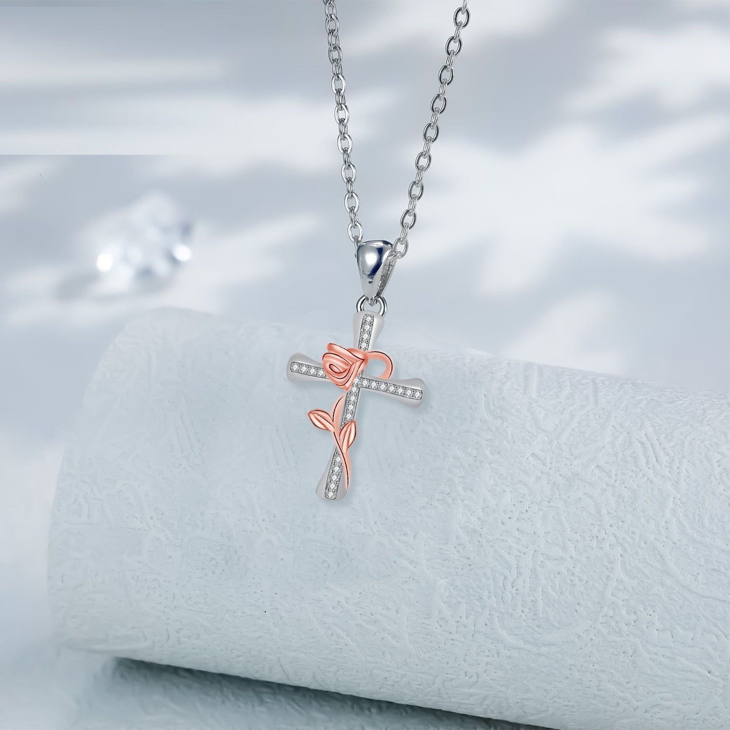 Roshalsband Kors Nyckelbenskedja Kvinnlig Gåva