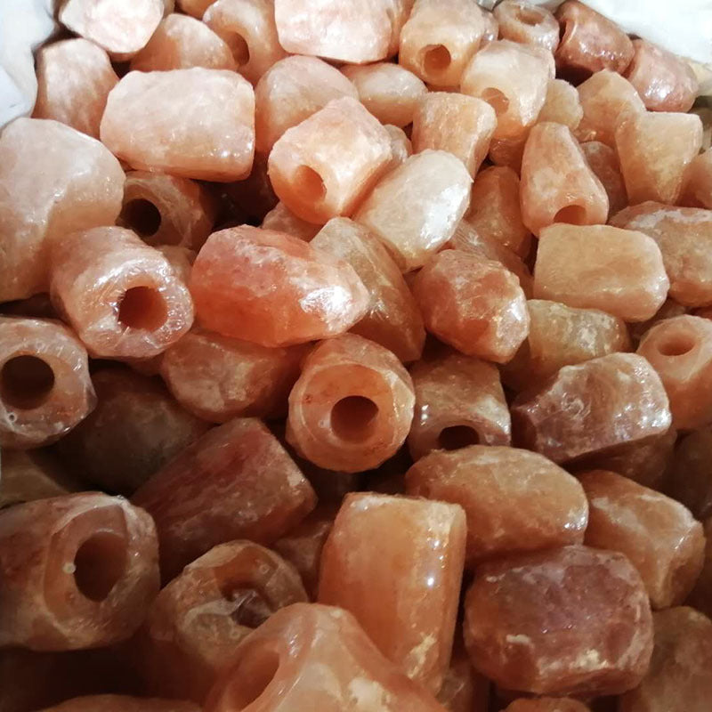 Himalayasaltlampa med kristaller, naturlig sten