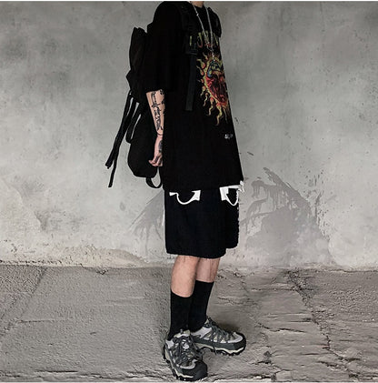 Populär logotyp mörkt tryck kortärmad T-shirt casual casual T-shirt herr