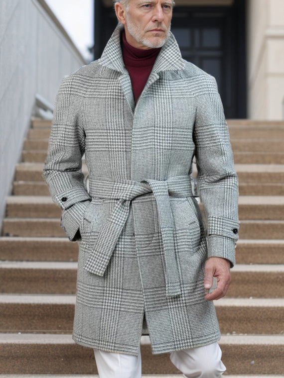 Herrkappa med raglanärm, rutig ullkappa, moderiktig