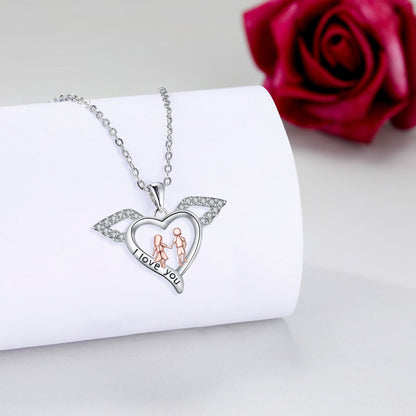 Hjärta av vingar bror och syster hänge halsband nyckelbenskedja