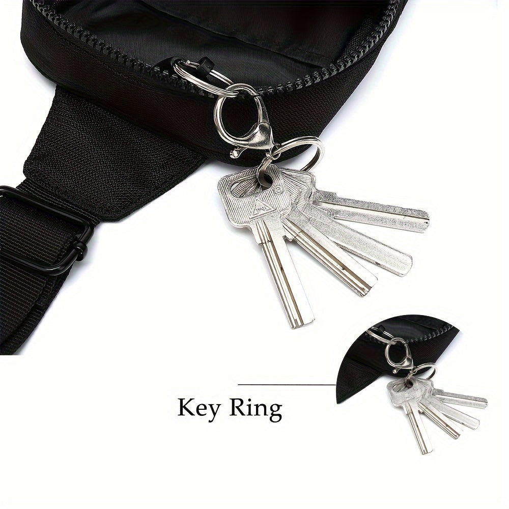 Små axelväskor för kvinnor och män, mini-slingväska, midjeväska, axelväska, bröstväska för resor, vandring, löpning - svart