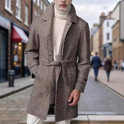 Herrkappa med raglanärm, rutig ullkappa, moderiktig